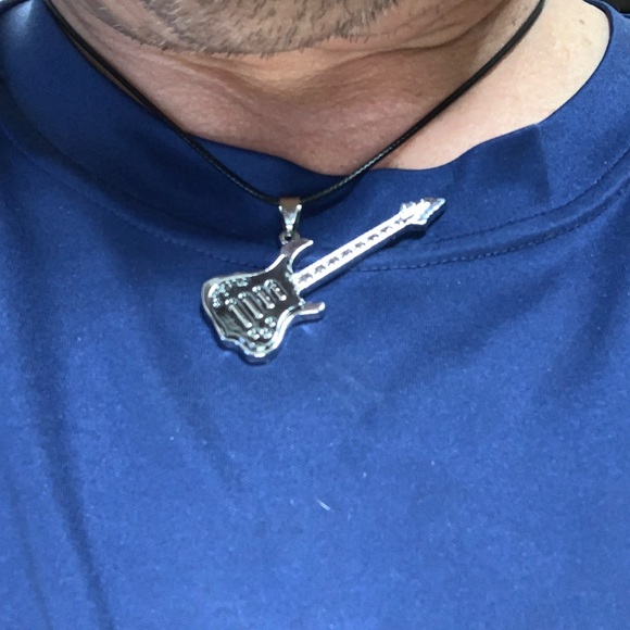 Stainless Steel Plating Rock Guitar Necklace Copper Titanium Stainless Steel - Picture 2 of 10